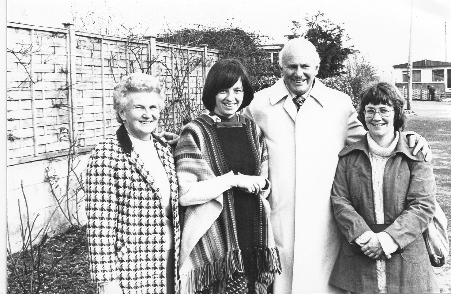 Left to right: Eileen Caddy, Leona Aroha (Graham), Peter Caddy, Mary Inglis photo Findhorn Foundation